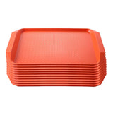 NNEAGS Rectangular Serving Tray Heavy Duty Waterproof Stackable Plastic Food Snack Pan Set of 10 Orange