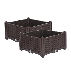 NNEAGS 2X 40cm Raised Planter Box Vegetable Herb Flower Outdoor Plastic Plants Garden Bed