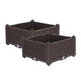 NNEAGS 2X 40cm Raised Planter Box Vegetable Herb Flower Outdoor Plastic Plants Garden Bed