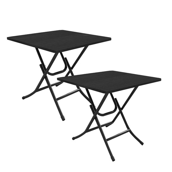 NNEAGS 2X Black Dining Table Portable Square Surface Space Saving Folding Desk with Lacquered Legs Home Decor