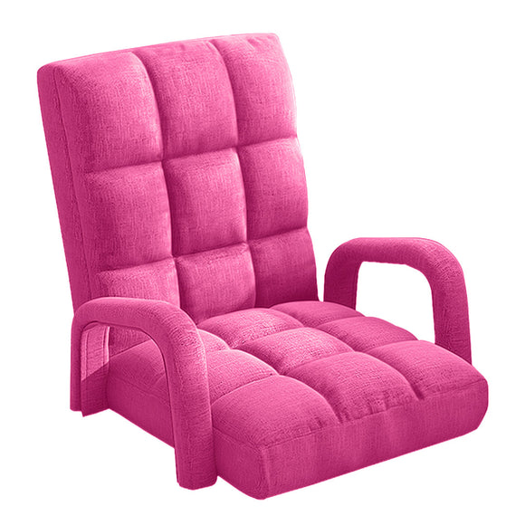 NNEAGS Foldable Lounge Cushion Adjustable Floor Lazy Recliner Chair with Armrest Pink