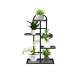NNEAGS 4 Tier 5 Pots Black Metal Plant Stand Flowerpot Display Shelf Rack Indoor Home Office Decor