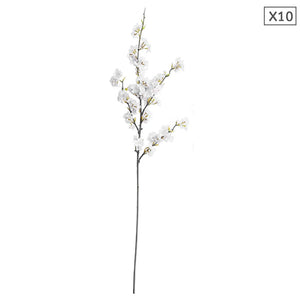 NNEAGS 10X Artificial Silk Flower Fake Cherry Blossom Bouquet Table Decor White