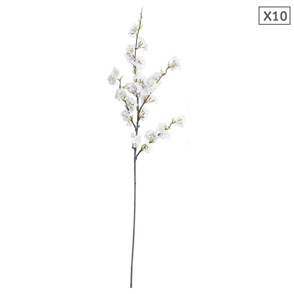 NNEAGS 10X Artificial Silk Flower Fake Cherry Blossom Bouquet Table Decor White