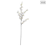 NNEAGS 10X Artificial Silk Flower Fake Cherry Blossom Bouquet Table Decor White
