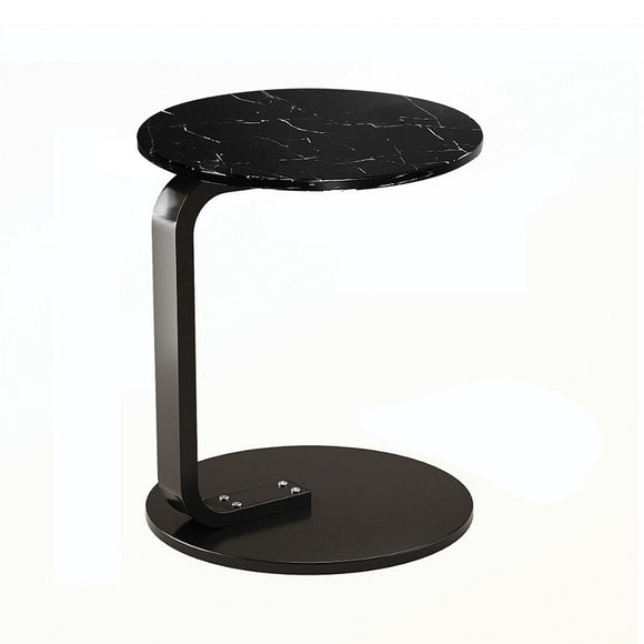 NNEAGS 50cm Black Marble Mini Side Table Movable Lightweight w/ Black Frame