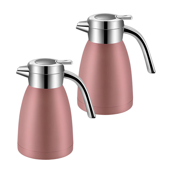 NNEAGS 2X 2.2L Stainless Steel Kettle Insulated Vacuum Flask Water Coffee Jug Thermal Pink