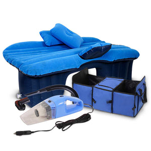 NNEAGS Portable Camping Car Set Inflatable Air Bed Mattress Storage Organizer Handheld Vacuum Blue