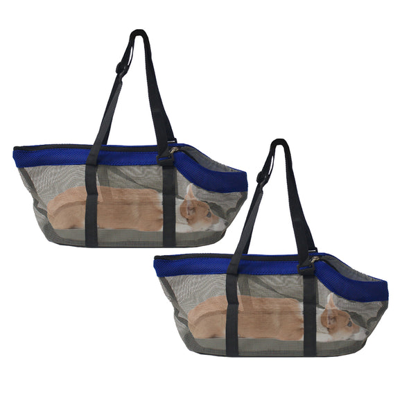 NNEAGS 2X Grey Pet Carrier Bag Breathable Net Mesh Tote Pouch Dog Cat Travel Essentials