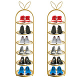 NNEAGS 2X 6 Tier Bunny Ears Shape Gold Plated Metal Shoe Organizer Space Saving Portable Footwear Storage Shelf