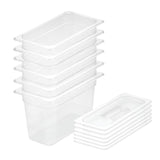 NNEAGS 200mm Clear Gastronorm GN Pan 1/3 Food Tray Storage Bundle of 6 with Lid