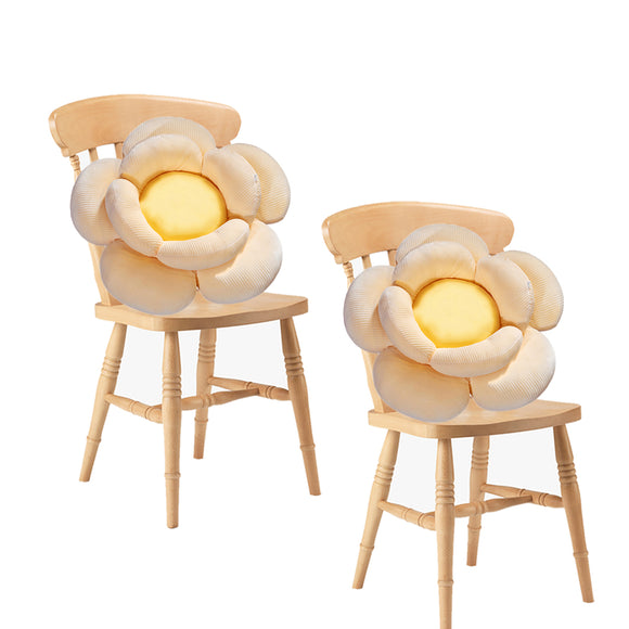 NNEAGS 2X Beige Double Flower Shape Cushion Soft Bedside Floor Plush Pillow Home Decor