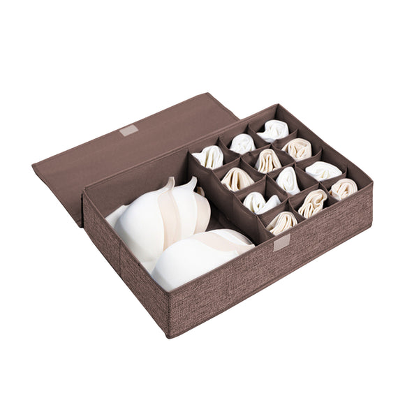 NNEAGS Coffee Flip Top Underwear Storage Box Foldable Wardrobe Partition Drawer Home Organiser
