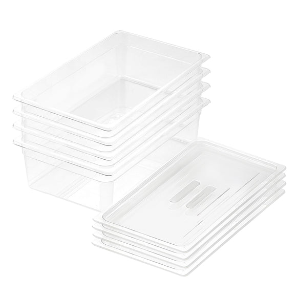 NNEAGS 150mm Clear Gastronorm GN Pan 1/1 Food Tray Storage Bundle of 4 with Lid