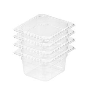 NNEAGS 100mm Clear Gastronorm GN Pan 1/6 Food Tray Storage Bundle of 4