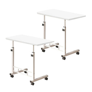 NNEAGS 2X 40x80cm White Bedside Table Movable Bedroom Desk Student Computer Table
