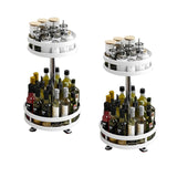NNEAGS 2X 2 Tier Steel White Round Rotating Multi-Function Kitchen Portable Storage Spice Seasoning Kitchen Countertop Organiser Shelf