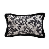NNEAGS 35cm Vintage Black Pillowcase Set Black Herringbone Pattern Lumbar Throw Pillow