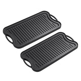 NNEAGS 2X 50.8cm Cast Iron Ridged Griddle Hot Plate Grill Pan BBQ Stovetop