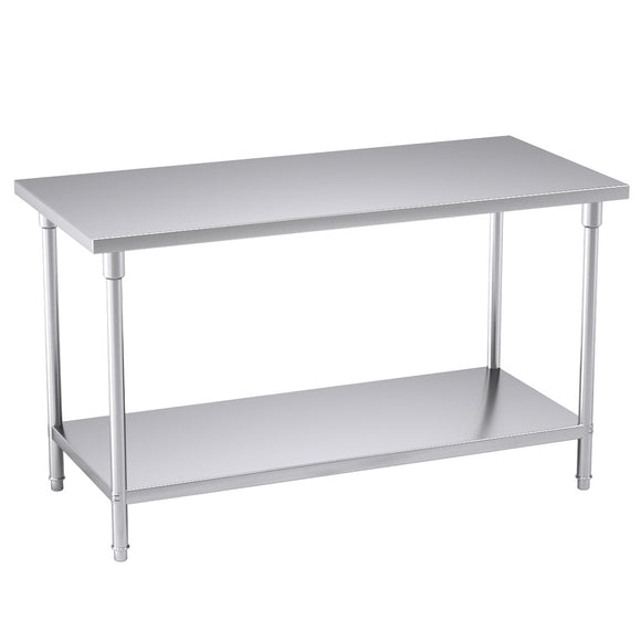 NNEAGS 150*70*85cm Commercial Catering Kitchen Stainless Steel Prep Work Bench