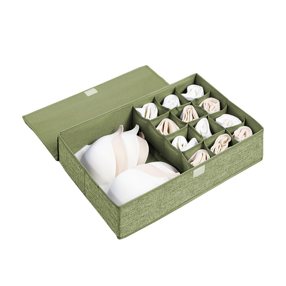NNEAGS Green Flip Top Underwear Storage Box Foldable Wardrobe Partition Drawer Home Organiser
