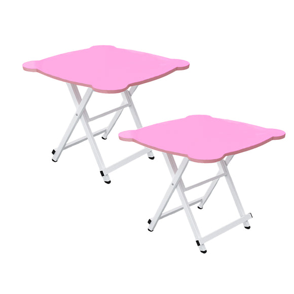 NNEAGS 2X Pink Minimalist Cat Ear Folding Table Indoor Outdoor Portable Stall Desk Home Decor