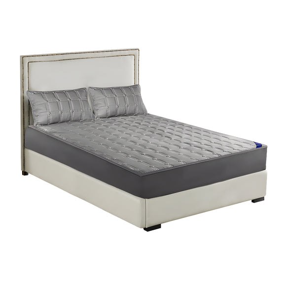 NNEAGS Grey 183cm Wide Mattress Cover Thick Quilted Stretchable Bed Spread Sheet Protector with Pillow Covers