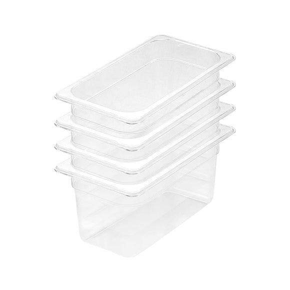 NNEAGS 150mm Clear Gastronorm GN Pan 1/3 Food Tray Storage Bundle of 4