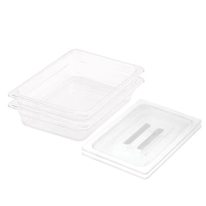 NNEAGS 65mm Clear Gastronorm GN Pan 1/2 Food Tray Storage Bundle of 2 with Lid