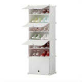 NNEAGS 7 Tier White Shoe Rack Organizer Sneaker Footwear Storage Stackable Stand Cabinet Portable Wardrobe with Cover