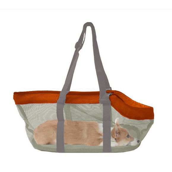 NNEAGS Orange Pet Carrier Bag Breathable Net Mesh Tote Pouch Dog Cat Travel Essentials