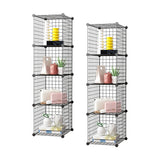 NNEAGS 2X Black Portable 4 Tier Cube Storage Organiser Foldable DIY Modular Grid Space Saving Shelf