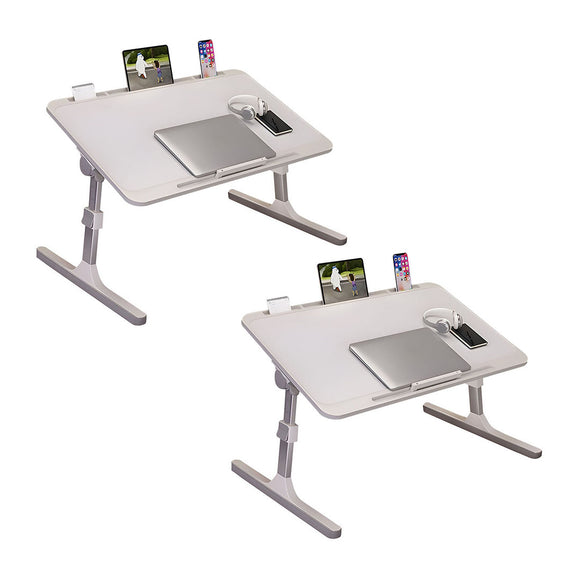 NNEAGS 2X 70X45cm White Small Laptop Bed Portable Foldable Study Table Adjustable