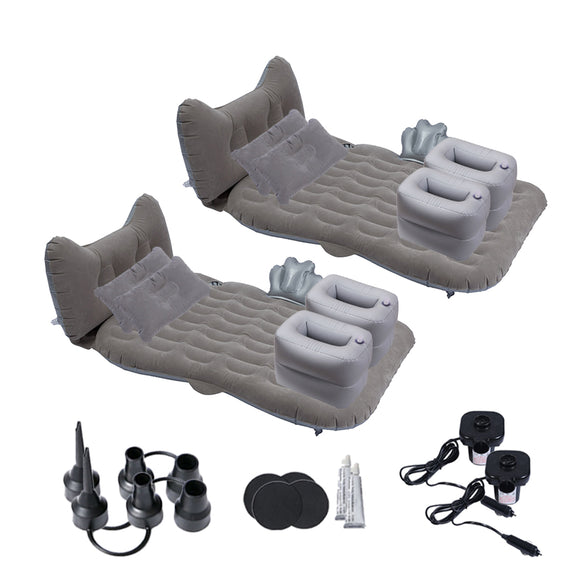 NNEAGS 2X Grey Honeycomb Inflatable Car Mattress Portable Camping Air Bed Travel Sleeping Kit Essentials