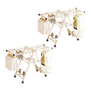 NNEAGS 2X 160cm Portable Wing Shape Clothes Drying Rack Foldable Space-Saving Laundry Holder