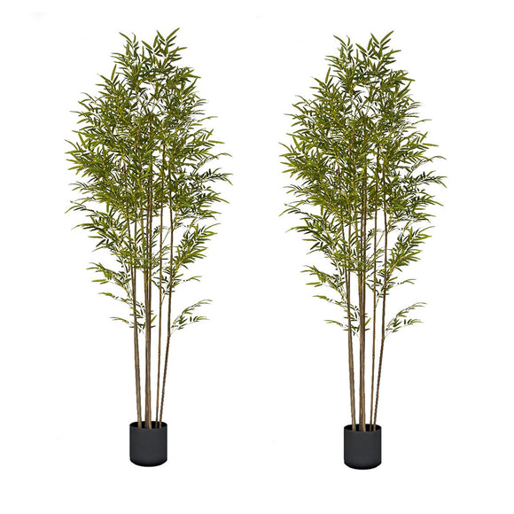 NNEAGS 2X 240cm Lucky Bamboo Tree Bambusa Vulgaris Artificial Plant w/ 7 Branches Home Accent Decor