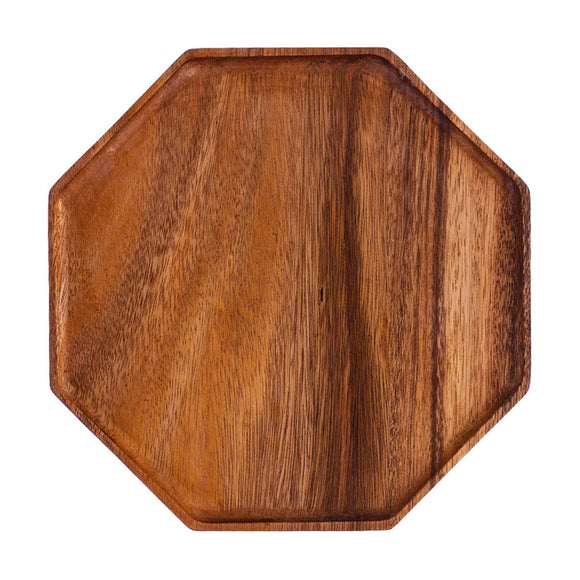 NNEAGS 25cm Octagon Wooden Acacia Food Serving Tray Charcuterie Board Centerpiece  Home Decor