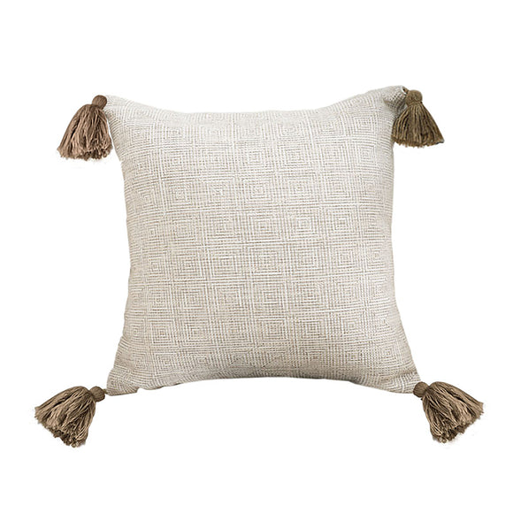 NNEAGS 50cm Beige Pillow Textured Throw Cover, Luxurious Rib Knit Ribbed Cotton Throw Pillow