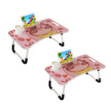 NNEAGS 2X Cute Pig Design Portable Bed Table Adjustable Foldable Bed Sofa Study Table Laptop Mini Desk with Drawer and Cup Slot Home Decor