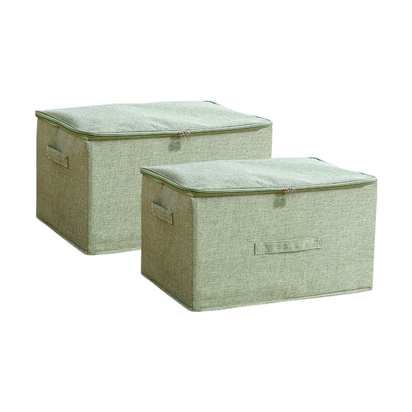 NNEAGS 2X Green Large Portable Double Zipper Storage Box Moisture Proof Clothes Basket Foldable Home Organiser