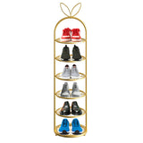 NNEAGS 6 Tier Bunny Ears Shape Gold Plated Metal Shoe Organizer Space Saving Portable Footwear Storage Shelf