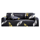 NNEAGS 4-Seater Feather Print Sofa Cover Couch Protector High Stretch Lounge Slipcover Home Decor