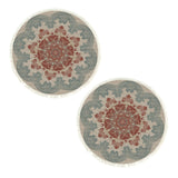 NNEAGS 2X 90cm Mandala Round Rug Boho Design Hippie Area Rug Anti-slip Doormat, Home Decor