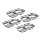 NNEAGS 15cm Silver Sauce Pan with Two Compartments Divided Sauce Dish Kitchen Essential
