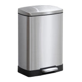 NNEAGS Foot Pedal Stainless Steel Rubbish Recycling Garbage Waste Trash Bin Rectangular Shape 12L Silver