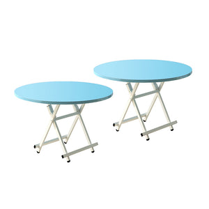 NNEAGS 2X  Blue Dining Table Portable Round Surface Space Saving Folding Desk Home Decor