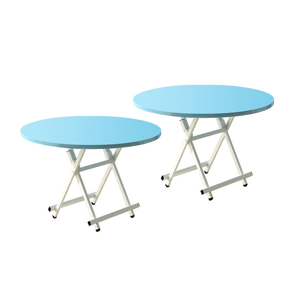 NNEAGS 2X  Blue Dining Table Portable Round Surface Space Saving Folding Desk Home Decor