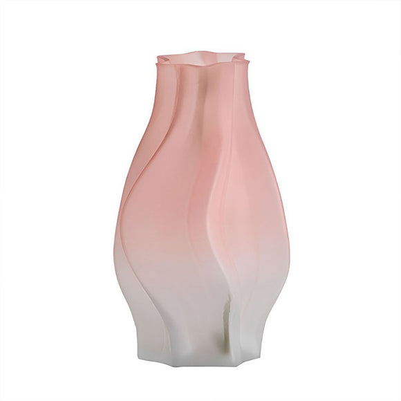 NNEAGS 25cm Pink Glass Vase Art Blown Hand Flower Tall Vintage Art Vases