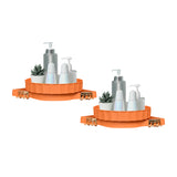 NNEAGS 2X Orange 360 Degree Wall-Mounted Rotating Bathroom Organiser Corner Vanity Rack Toilet Adhesive Storage Shelf