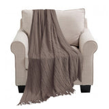 NNEAGS Coffee Textured Knitted Throw Blanket Warm Cozy Woven Cover Couch Bed Sofa Home Decor with Tassels